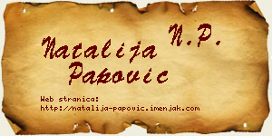 Natalija Papović vizit kartica